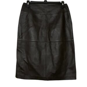 Chocolate Brown Soft Supple Leather Knee Length Pencil Skirt Small